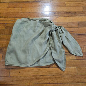 Manebi Green Linen Wrap Mini Skirt Size 8 Women's